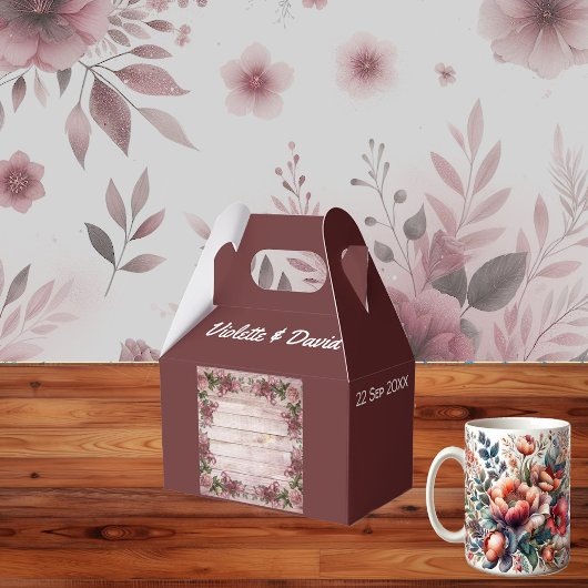 Ballotins Mariage campagnard Floral Rustique Rose