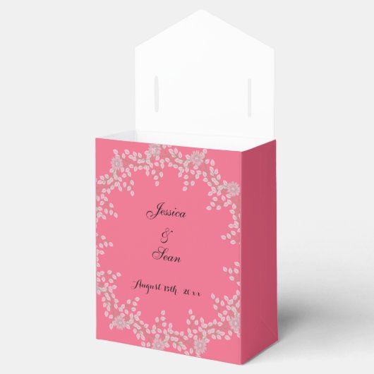 Ballotins Mariage chic fleurs roses et perles (Ouvert)
