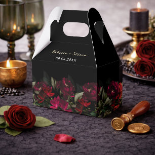 Ballotins Mariage Chic Gothique Fleuris Rouge Vert Sombre