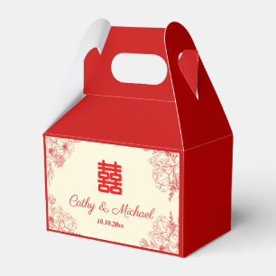 Ballotins Mariage chinois rouge beige floral oriental