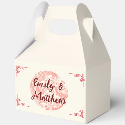 Ballotins Mariage chinois rouge dragon et Phénix (Verso)