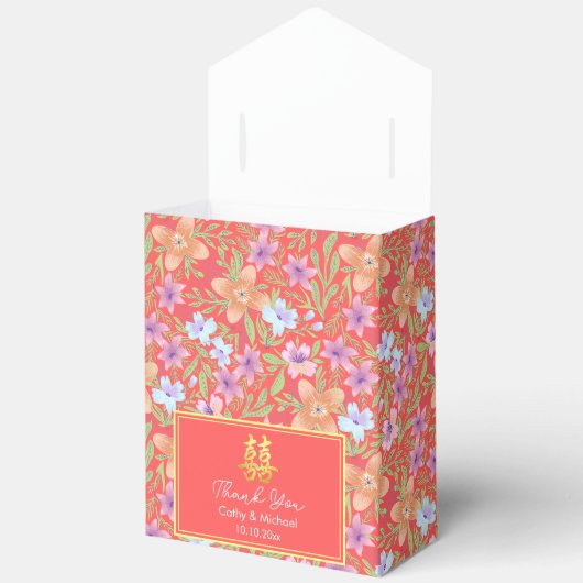 Ballotins Mariage chinois rouge pastel motif (Ouvrir)