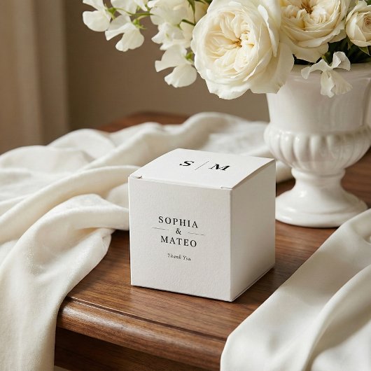 Ballotins Mariage Classique Monogramme Simple Blanc