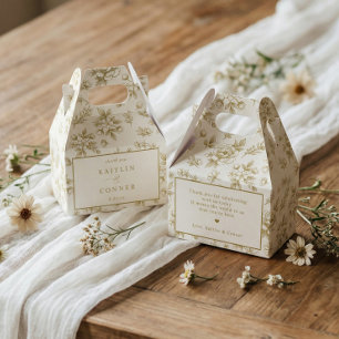 Ballotins Mariage Crème Floral Doré et Ivoire de Style Ancie