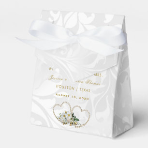 Ballotins Mariage Damassé Cœurs et Fleurs de Perle