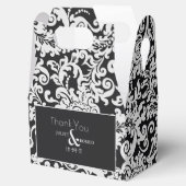 Ballotins Mariage damassé florale moderne noir blanc élégant (Ouvert)