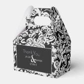 Ballotins Mariage damassé florale moderne noir blanc élégant (Verso)