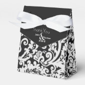 Ballotins Mariage damassé florale moderne noir blanc élégant (Verso)