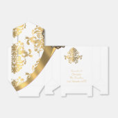 Ballotins Mariage damassé traditionnelle blanche et or (Déplié)