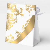 Ballotins Mariage damassé traditionnelle blanche et or (Arrière)