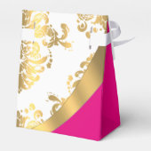 Ballotins Mariage damassé traditionnelle blanche, rose et or (Arrière)