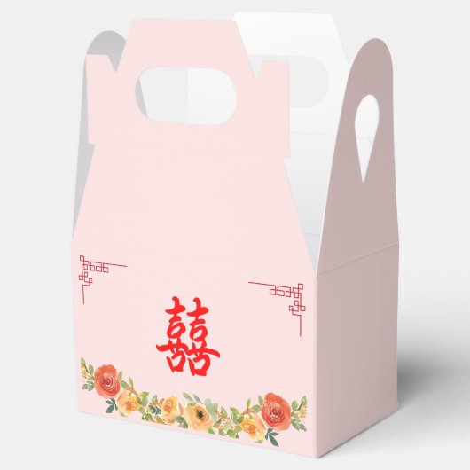 Ballotins Mariage d'angle chinois à fleurs orange (Ouvert)