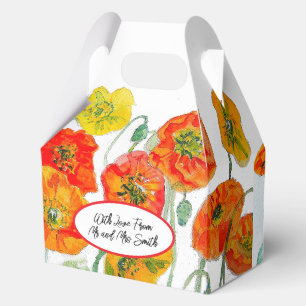 Ballotins Mariage d'aquarelle de Motif de fleurs rouge orang