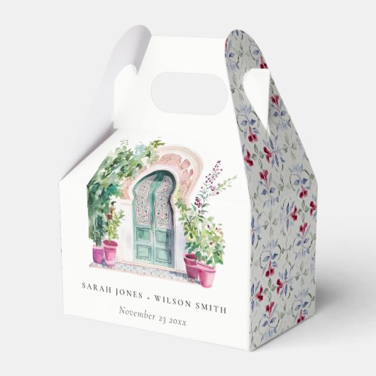 Ballotins Mariage d'aquarelle de porte marocaine tropicale (Verso)