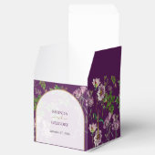 Ballotins Mariage d'arc doré fleuri violet (Ouvert)