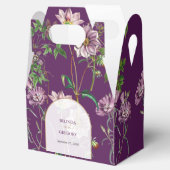 Ballotins Mariage d'arc doré fleuri violet (Ouvert)