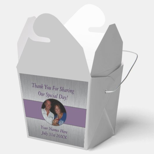 Ballotins Mariage Date Purple Merci Argent (Ouvert)