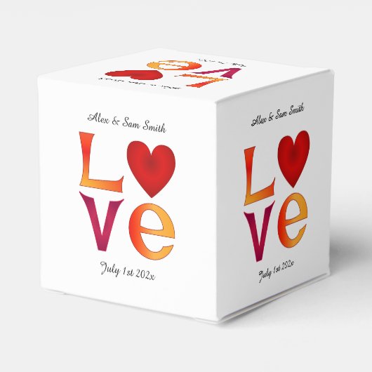 Ballotins Mariage de Carré LOVE personnalisé Date Date de cé (Arrière)