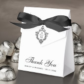 Ballotins Mariage de crête Monogramme noir et blanc Merci