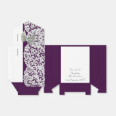 Ballotins Mariage de dentelle damassé blanc et violet clair (Déplié)