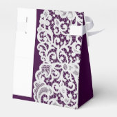 Ballotins Mariage de dentelle damassé blanc et violet clair (Arrière)