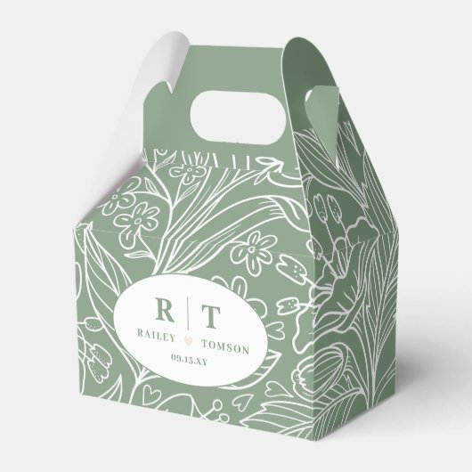 Ballotins Mariage de Merci de Monogramme vert moderne (Verso)