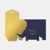 Ballotins Mariage de Monogramme bleu de la Marine Faux Gold (Déplié)
