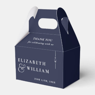 Ballotins Mariage de Monogramme bleu marine moderne Merci