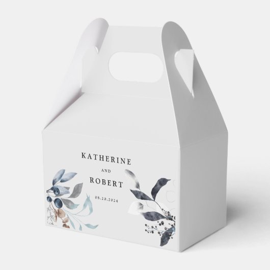 Ballotins Mariage de monogramme Floral d'hiver bleu gelé (Verso)