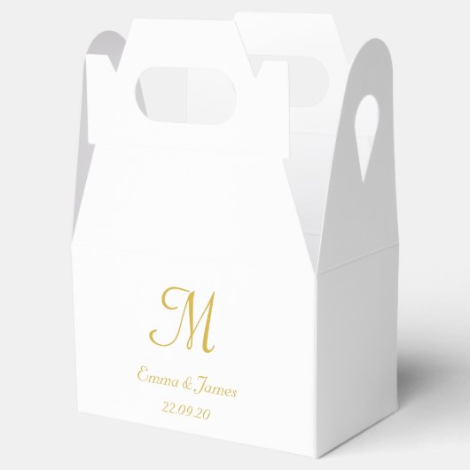 Ballotins Mariage de monogramme simple or et blanc (Ouvert)