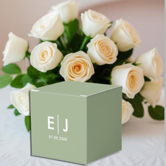 Ballotins Mariage de monogramme vert et blanc Sage