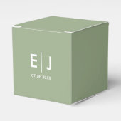 Ballotins Mariage de monogramme vert et blanc Sage (Verso)