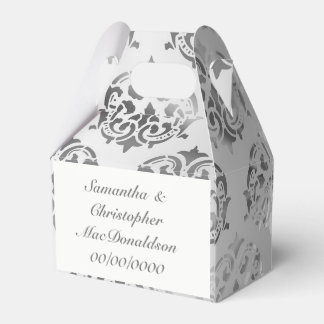 Ballotins Mariage de motif damassé gris argent