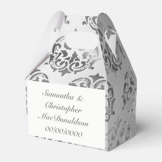 Ballotins Mariage de motif damassé gris argent (Arrière)