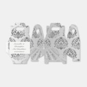 Ballotins Mariage de motif damassé gris argent (Déplié)