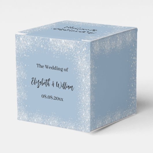 Ballotins Mariage de parties scintillant bleu Dusty (Verso)