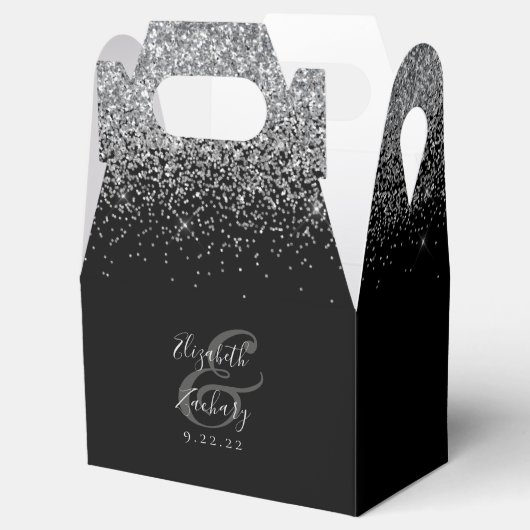 Ballotins Mariage de Parties scintillant en argent noir mode (Ouvert)