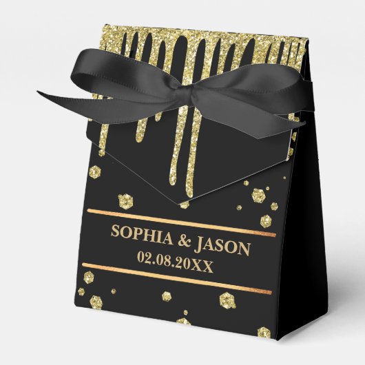 Ballotins Mariage de Parties scintillant Monogram Cute Gold (Verso)