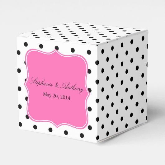 Ballotins Mariage de points Polka noir, blanc et rose (Verso)