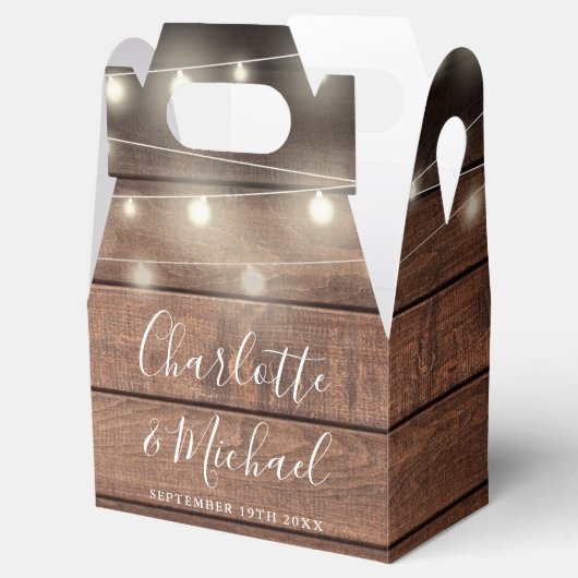 Ballotins Mariage de script de signature en bois rustique (Ouvert)