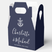 Ballotins Mariage de script de signature nautique bleu marin (Ouvert)