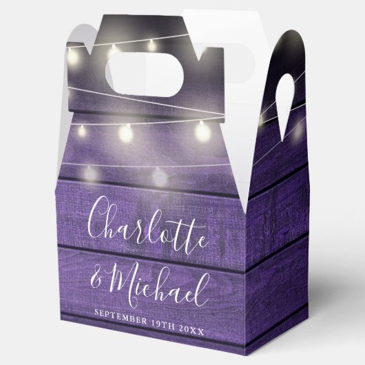 Ballotins Mariage de script en bois rustique violet (Ouvert)