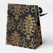Ballotins Mariage de script noir Gold Damask (Arrière)