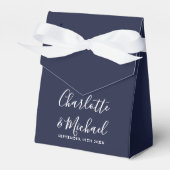 Ballotins Mariage de script signature bleu marine simple (Verso)