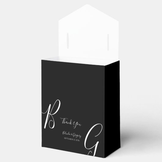Ballotins Mariage des initiales du monogramme noir et blanc (Ouvert)