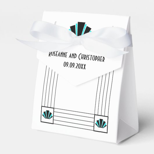 Ballotins Mariage design Art déco bleu (Verso)