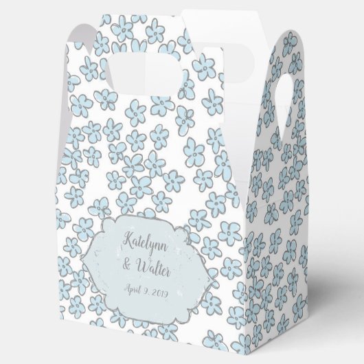 Ballotins Mariage Doodle Fleurs Bleu Clair Forget-Me-Nots (Ouvert)