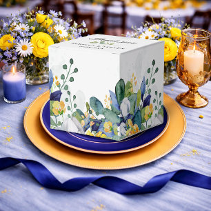 Ballotins Mariage élégant à l'aquarelle jaune et bleue flora