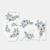 Ballotins Mariage élégant avec écriture florale bleu poussié (Déplié)