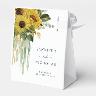 Ballotins Mariage Élégant Floral Tournesols Bleu Marine